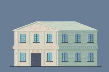 Şehirde bina banka. Depolama birimi için yönetimsel mali durumu kurum para ve diğer değerli eşya.