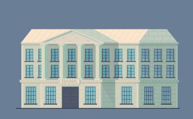Şehirde bina banka. Depolama birimi için yönetimsel mali durumu kurum para ve diğer değerli eşya.
