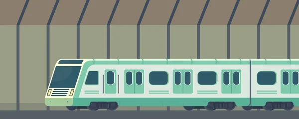 Επιβάτη σύγχρονες ηλεκτρικό τρένο υψηλής ταχύτητας. Υπόγειο σιδηρόδρομο ή μετρό μεταφορών στη σήραγγα. Υπόγειο σιδηρόδρομο επίπεδη στυλ εικονογράφηση διάνυσμα. — Διανυσματικό Αρχείο