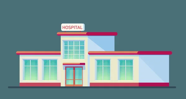 Edifício do hospital. Centro da cidade para cuidados médicos para pacientes. Hospital de emergência. Ilustração de estilo vetorial plano . — Vetor de Stock