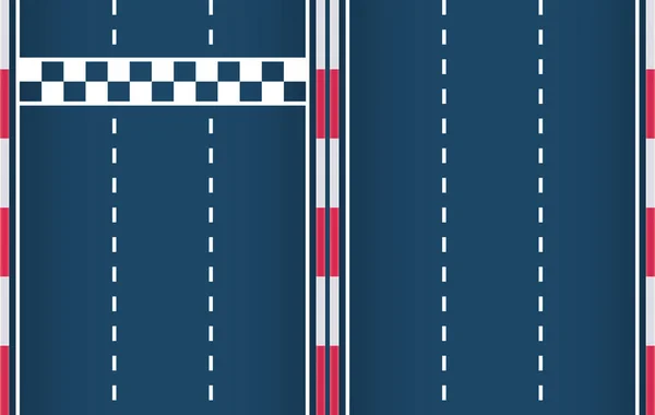 Constructor for race track start-finish line element and lane element. Motorsport background. Vector flat style illustration. — Stock Vector