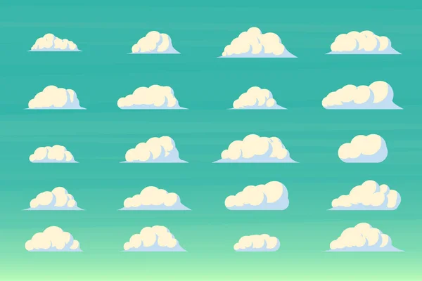 Conjunto de nubes de dibujos animados. — Vector de stock