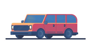 Kentsel aile arabası. Spor yeni araç. SUV. Crossover veya off-road otomatik. Vektör düz illusration.