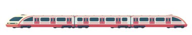 Yolcu modern elektrikli yüksek hızlı tren. Tren metro veya metro ulaşım. Yeraltı tren vektör çizim düz stil.