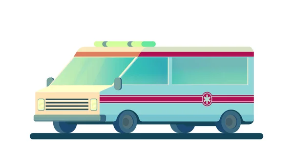Ambulance car isolated on white. The machine for providing the first necessary emergency medical assistance. Vector cartoon illustration. — Stock Vector