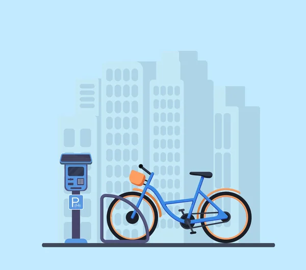 Κοινή Χρήση Ποδηλάτων Αυτοματοποιημένο Σύστημα Stantion Έξυπνη Υπηρεσία Για Ενοικίαση — Διανυσματικό Αρχείο