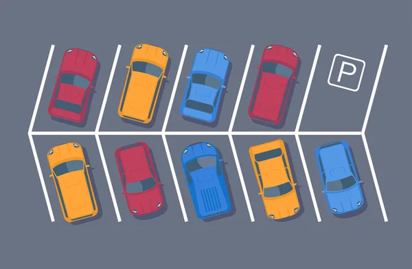 Parque Estacionamento Zona Área Estacionamento Espaço Ilustração Vetorial Vista Superior —  Vetores de Stock