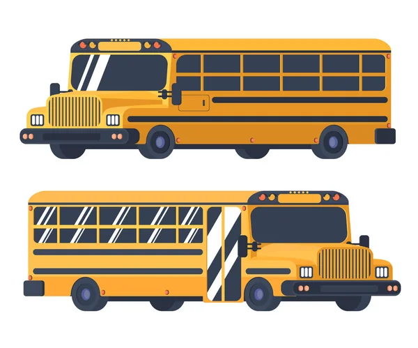 スクールバスは 白で隔離 学生や生徒の輸送のための車両 学校に戻る — ストックベクタ