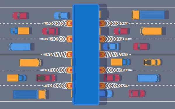 Toll Road Checkpoint Road Tax Using Expensive Highway Toll Plaza — Stock Vector