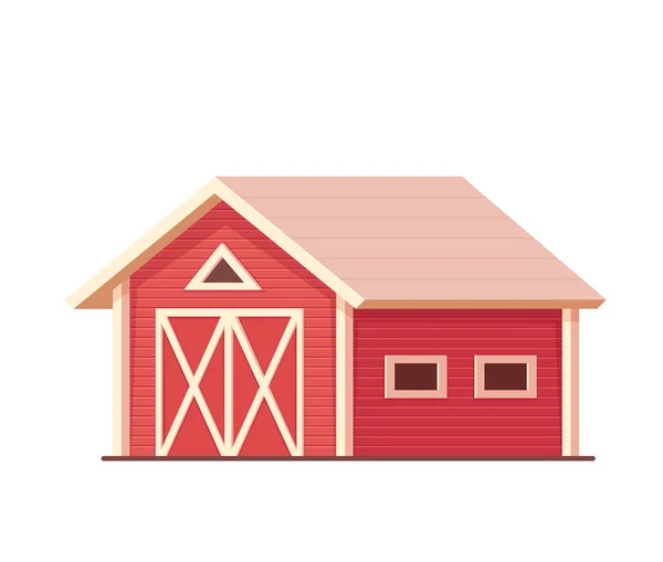 Agriculture Red Farm Barn Ranch Isolated White Vector Illustration — Stock Vector