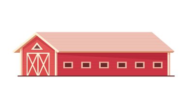 Tarım. Kırmızı çiftlik barn veya beyaz izole ahır. Vektör çizim.
