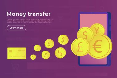 Online ödeme. Dijital güvenli para transferi ve işlem smartphone ve banka kartı kullanmak için.
