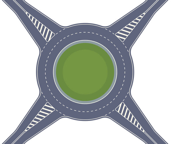 Roundabout road. Crossing of highways by type of ring intersection.