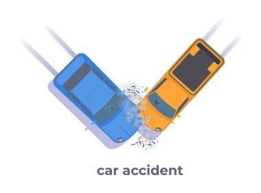 Buruşuk kanatlı iki araba ve tamponlar, windows ve fren kırık arasındaki trafik kazası.