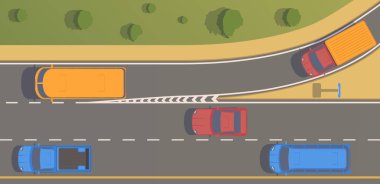 Üst görünüm yol kavşak. Doğru dönüş dalları ve kongreler.