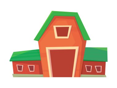 Tarım. Kırmızı çiftlik ahır veya çiftlik beyaz izole.