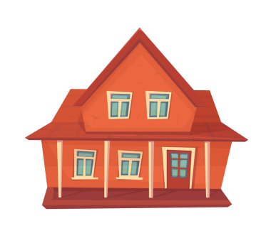 Çiftçi evi. Beyaz üzerine izole edilmiş çiftlik binası.