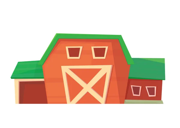 L'agriculture. Grange ou ranch agricole rouge isolé sur blanc . — Image vectorielle