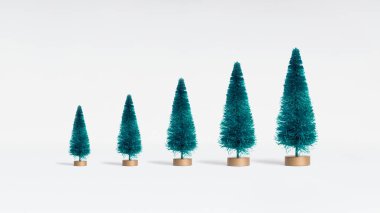 Ve Noel ağaçlarının beyaz arka plan, Noel ve Yılbaşı Konsept büyüme grafiği 