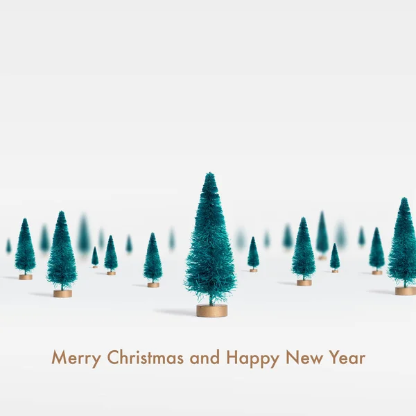 Bos Van Kerstbomen Minimalistisch Design Witte Achtergrond — Stockfoto