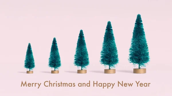 Groeimeter Van Kerstbomen Met Belettering Prettige Kerstdagen Gelukkig Nieuwjaar — Stockfoto