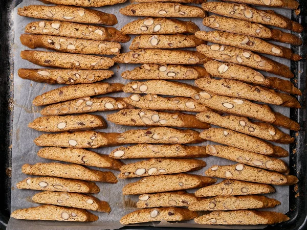 Italienische Kekse Trocknen Auf Backblech — Stockfoto