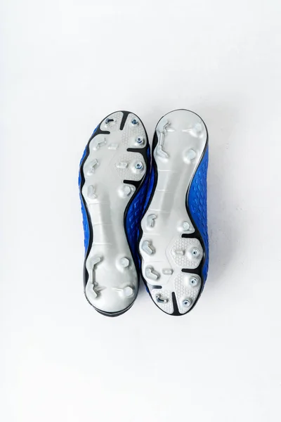 Пара Синіх Футбольних Черевиків Чистить Взуття Білому Тлі — стокове фото