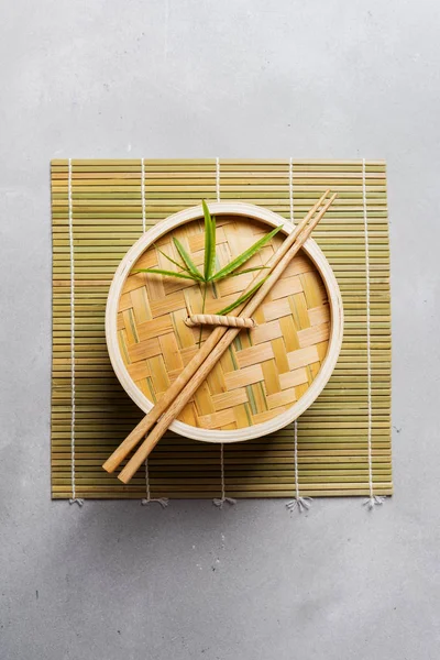 Traditionele Chinese Bamboe Steamer Voor Gestoomde Dumplings Dim Bedragen Met — Stockfoto