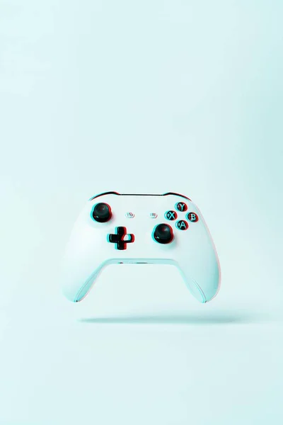 Kreativa Minimal Gaming Koncept Med Levitation Flygande Gamepad Registeransvarige Joystick — Stockfoto