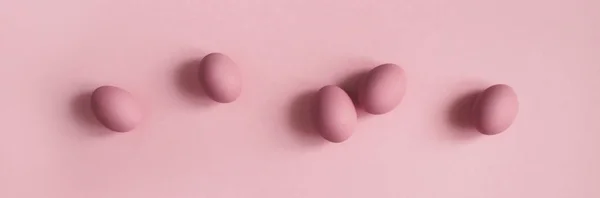 Top View Pink Eggs Pink Background — Stock Photo, Image