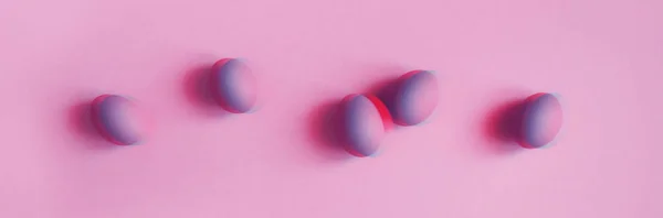 Vista Superior Huevos Rosados Sobre Fondo Rosa Efecto Glitch — Foto de Stock