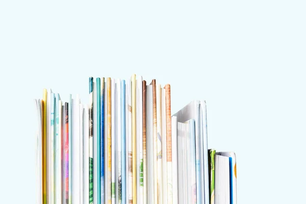 Close View Stack Colorful Books Pastel Blue Background — Stock Photo, Image