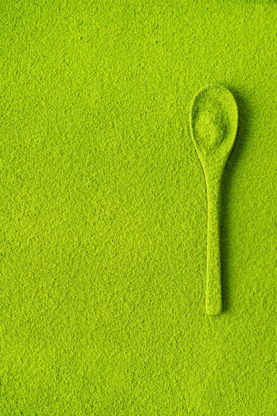 Вид Сверху Ложки Зеленым Чаем Матча Текстурированном Фоне — стоковое фото