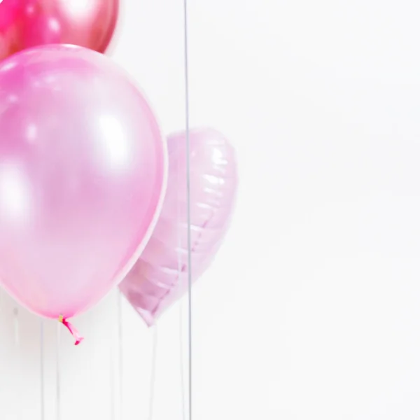 Set Van Roze Gestreepte Ballonnen Vorm Van Hart Ronde Roze — Stockfoto