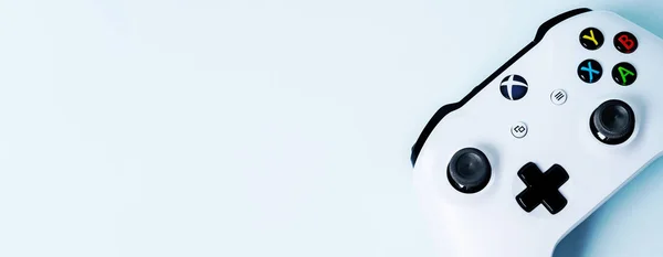 Джойстик Контролера Xbox Геймпад Синьому Фоні Пастельних Копією Простір — стокове фото