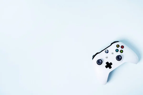 Χειριστήριο Παιχνιδιών Xbox Ελεγκτή Joystick Μπλε Παστέλ Φόντο Αντίγραφο Χώρου — Φωτογραφία Αρχείου