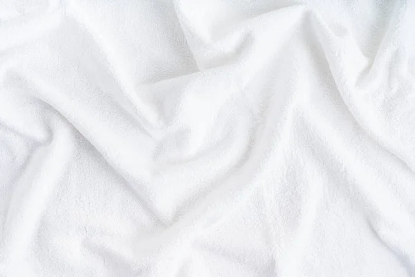 Zamknij Widok Białego Puszystego Ręcznika Teksturowane Tło — Zdjęcie stockowe