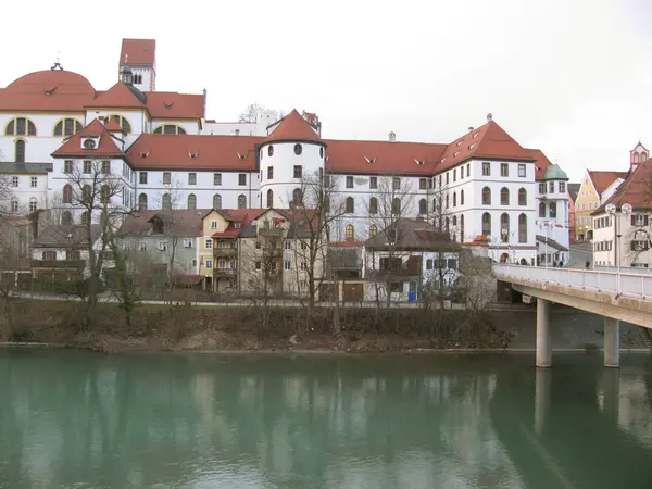 Beleza Arquitetura Antiga Doméstica Pequena Cidade Alemã Fussen — Fotografia de Stock