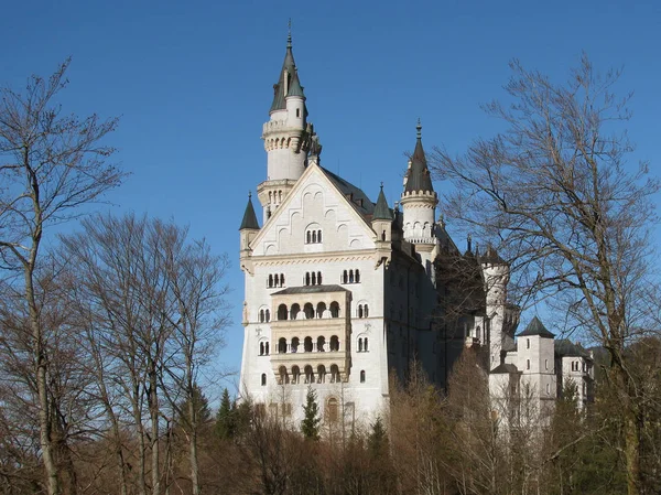 Neuschwanstein Dos Castelos Palácios Mais Famosos Europa Belas Paisagens Montanhas — Fotografia de Stock