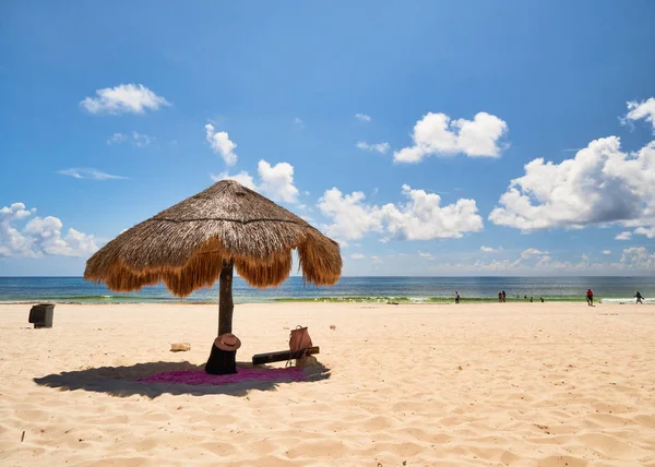 Umbrella Exotic Caribbean Beach Playa Delfines Cancun Mexico September 2018 Stock Photo