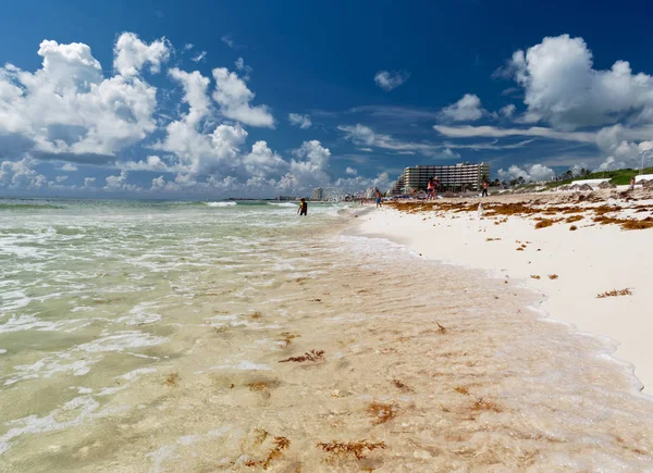 Karibikstrand Und Türkisfarbenes Meer Für Eine Paradiesische Landschaft Cancun Playa — Stockfoto