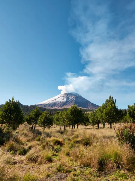 Fumo Sai Vulcão Popocatepetl Visto Parque Nacional Itza Popo México — Fotografia de Stock