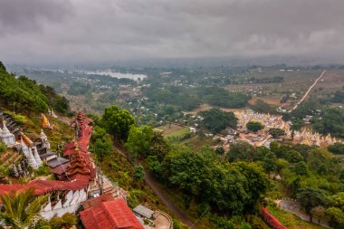 Pindaya mağaraları çevresi, Shan devlet, Myanmar üzerinde bir görünüm