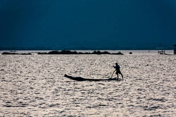 Vissers Het Inlemeer Taunggyi Myanmar — Stockfoto