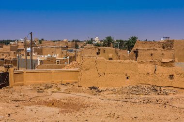 Terk edilmiş geleneksel Arap çamur tuğla evler, al Majmaah, Suudi Arabistan