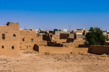 Terk edilmiş geleneksel Arap çamur tuğla evler, al Majmaah, Suudi Arabistan