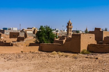 Munikh Kalesi 'nden çamur tuğla banliyöleri bir havadan görünümü, al Majmaah, Suudi Arabistan