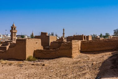 Munikh Kalesi 'nden çamur tuğla banliyöleri bir havadan görünümü, al Majmaah, Suudi Arabistan