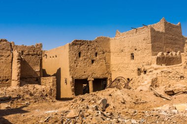 Terk edilmiş geleneksel Arap çamur tuğla evler, al Majmaah, Suudi Arabistan