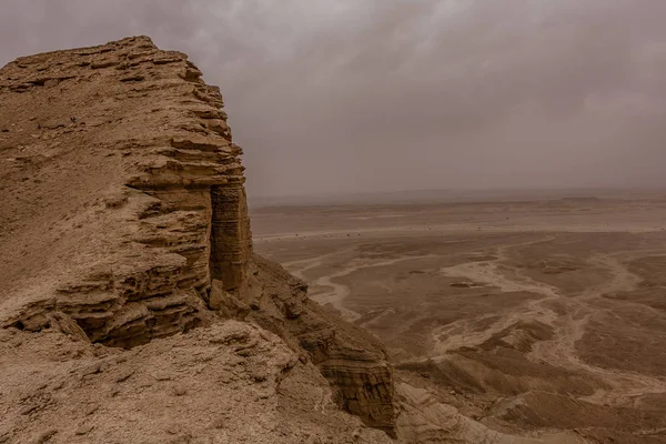 Aşağı Najd Suudi Arabistan Gök Gürültüsü Kum Fırtınası Ile Çöl — Stok fotoğraf